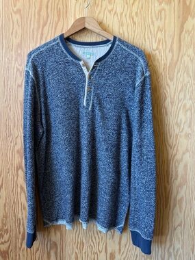 JCrew WALLACE & BARNES  Long-Sleeve Henley Sweater in Heather Navy